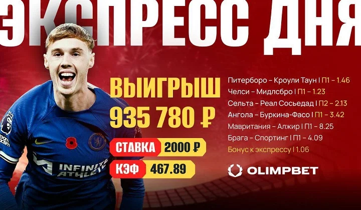 Клиент OLIMPBET забрал почти 1 миллион с экспресса на 2000