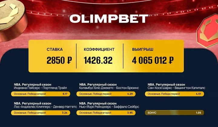 4 миллиона от Olimpbet за экспресс на НХЛ и НБА