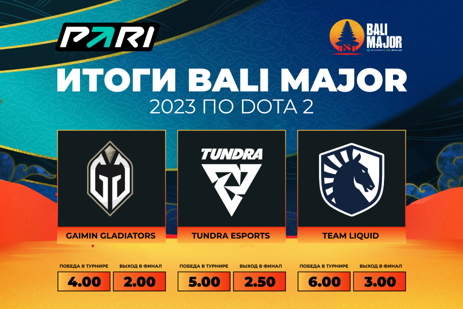 PARI: Gladiators, Tundra и Liquid — фавориты Bali Major 2023