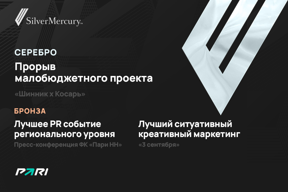 PARI завоевала три награды на престижном фестивале Silver Mercury XXIII