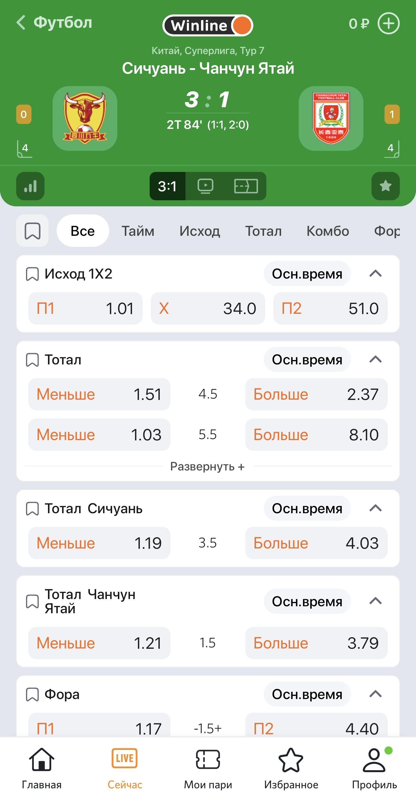 Выбранное событие для ставки
